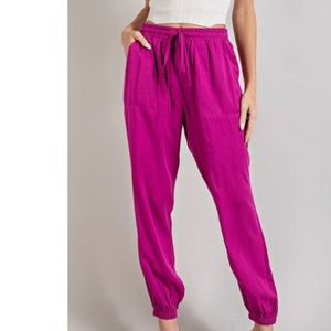 Pink drawstring joggers medium NWT